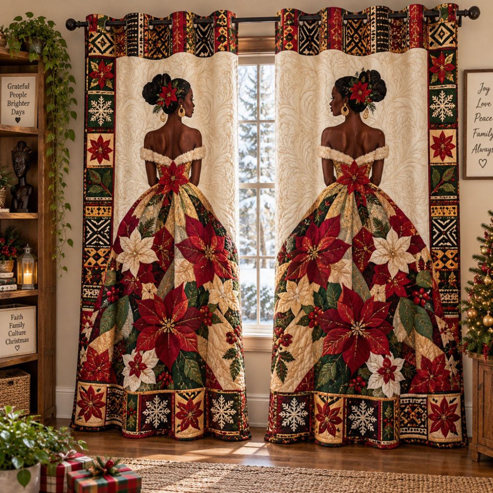 Vibrant Afro-Boho Quilted Curtains — Insulated Tribal Window Panels For Living Room, Bedroom & Bohemian Home Decor