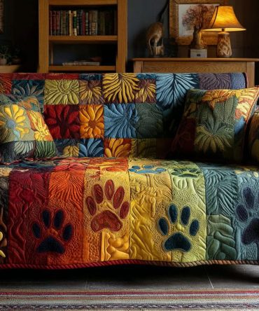 Blossom Paw Quilted Sofa Cover — Waterproof, Non-Slip Pet Protector Slipcover For Couches, Machine-Washable & Scratch-Resistant