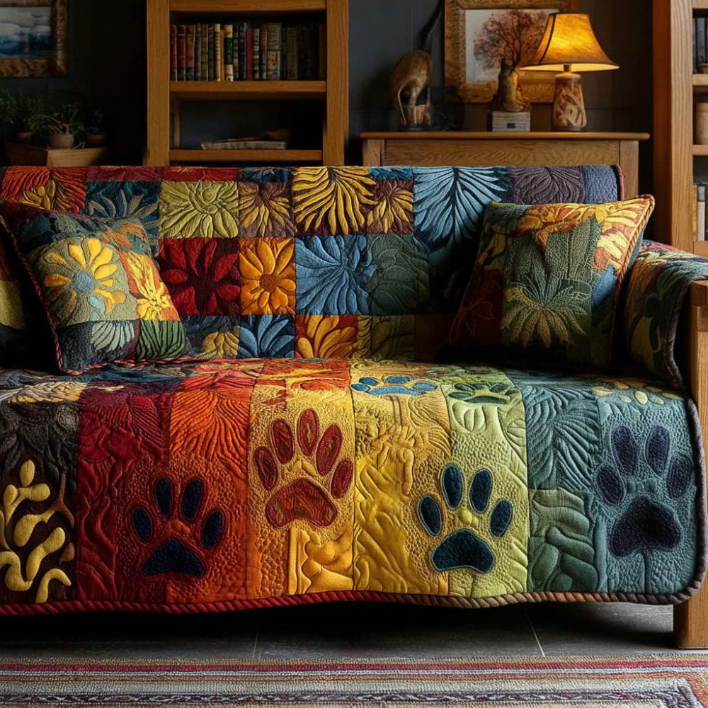 Blossom Paw Quilted Sofa Cover — Waterproof, Non-Slip Pet Protector Slipcover For Couches, Machine-Washable & Scratch-Resistant