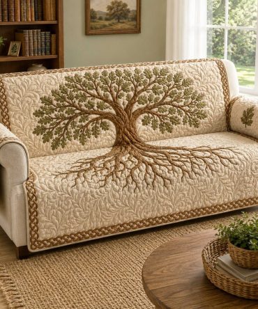 Premium Celtic-Pattern Quilted Sofa Slipcover — Reversible Couch Protector, Heavy-Duty Stretch Fit, Machine-Washable