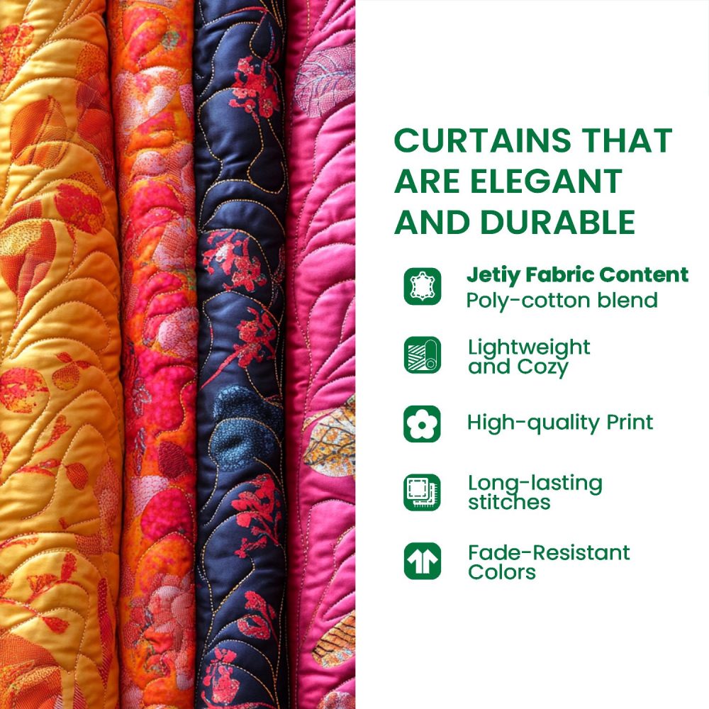 Zenith Lotus Roots Quilted Curtains — Tranquil Lotus Pattern Drapes, Thermal Insulation, Privacy Lining, Elegant Bedroom Window Panels - Image 4