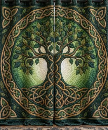 Luxurious Emerald Quilted Curtains — Thermal Blackout Window Panels, Insulated Drapes For Living Room & Bedroom, Energy-Saving