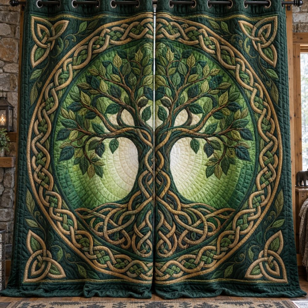 Luxurious Emerald Quilted Curtains — Thermal Blackout Window Panels, Insulated Drapes For Living Room & Bedroom, Energy-Saving