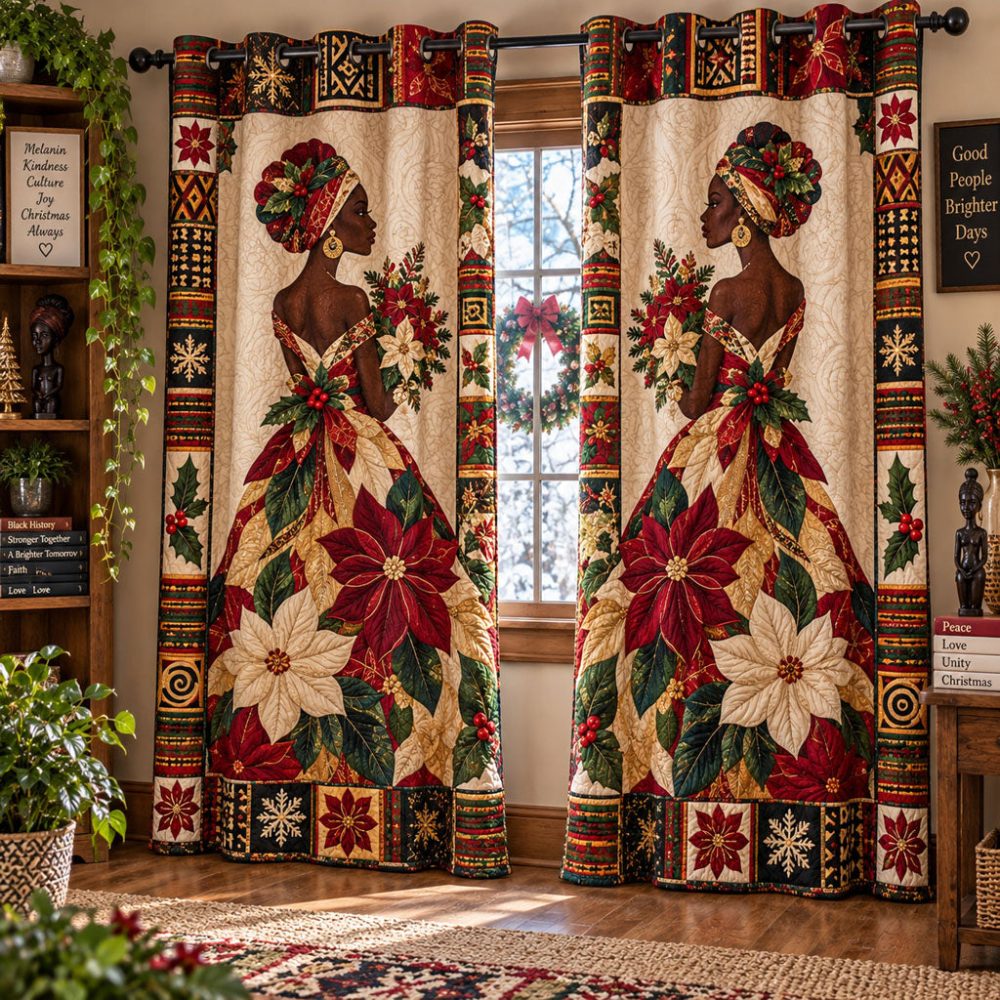 Festive Queens Of Christmas Quilted Drapes — Holiday-Themed Insulated Curtains With Thermal Lining, Grommet Or Rod-Pocket Options, Easy-Care Seasonal Decor