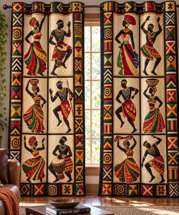 Rhythm Of Africa Quilted Curtains - Vibrant Tribal Panels, Durable Patterned Drapes For Colorful Living Spaces & Bedrooms