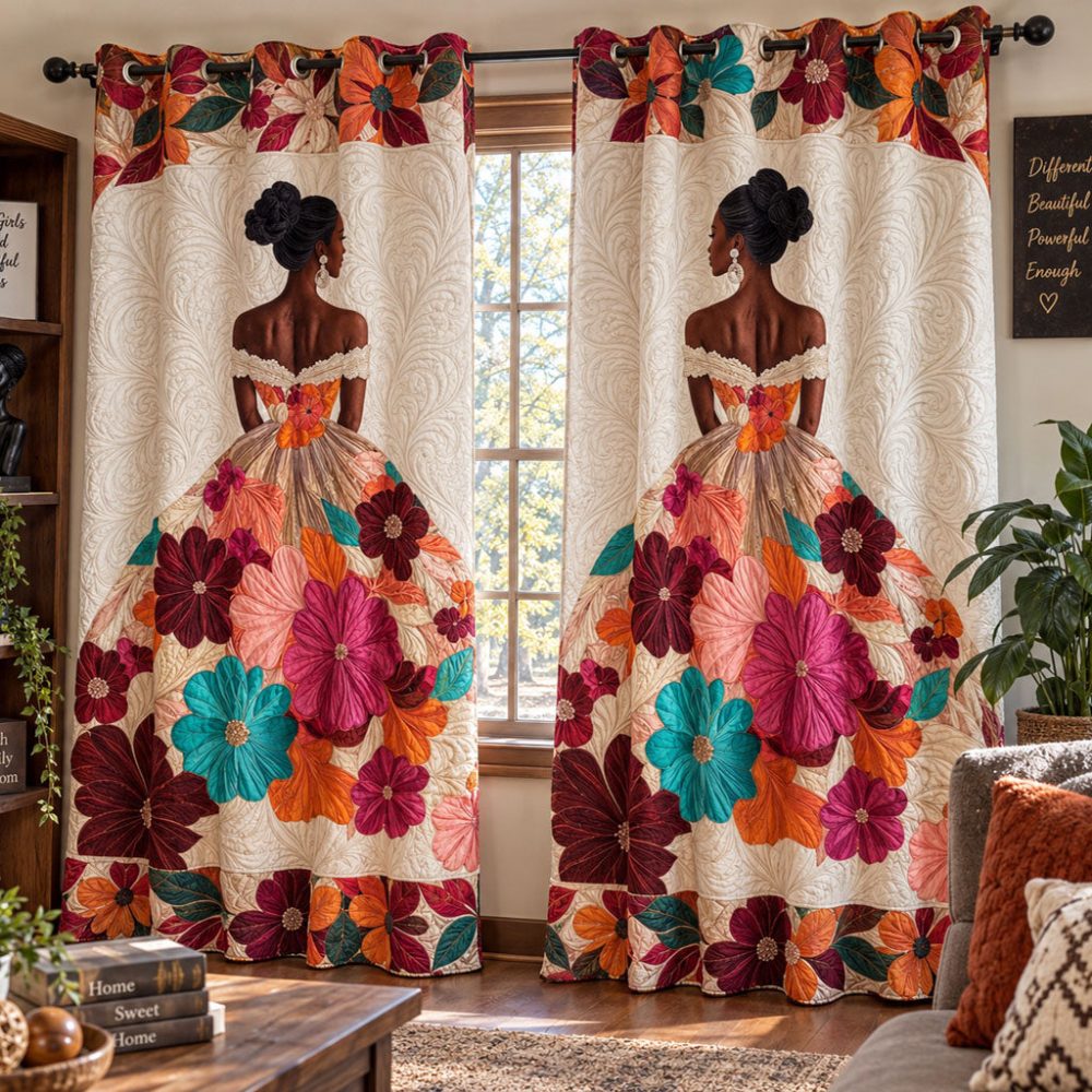 Roots Of Beauty Ethnic Quilted Curtains — Bold Tribal Patterns, Insulated Thermal Drapes, Blackout-Ready Lining, Machine Washable, Stylish