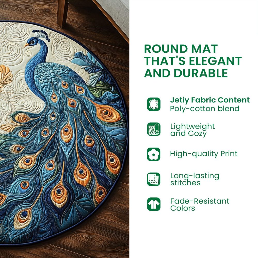 Bold African Mosaic Quilted Round Accent Mat — Decorative Round Rug For Living Room, Tabletop & Floor, Stain-Resistant & Soft - Image 4
