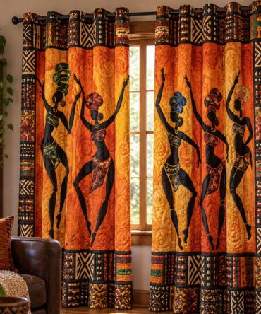 Sunlit Heritage Quilted Window Panels — Light-Filtering Ethnic-Pattern Curtains With Thermal Lining, Energy-Saving & Noise-Reducing Quilting For Living Rooms