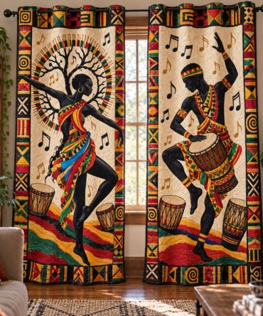 Tribal Elegance Quilted Curtains - Stylish Geometric Drapes With Rich Textures, Premium Decorative Panels For Modern Boho Rooms