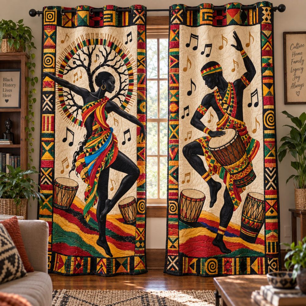 Tribal Elegance Quilted Curtains - Stylish Geometric Drapes With Rich Textures, Premium Decorative Panels For Modern Boho Rooms