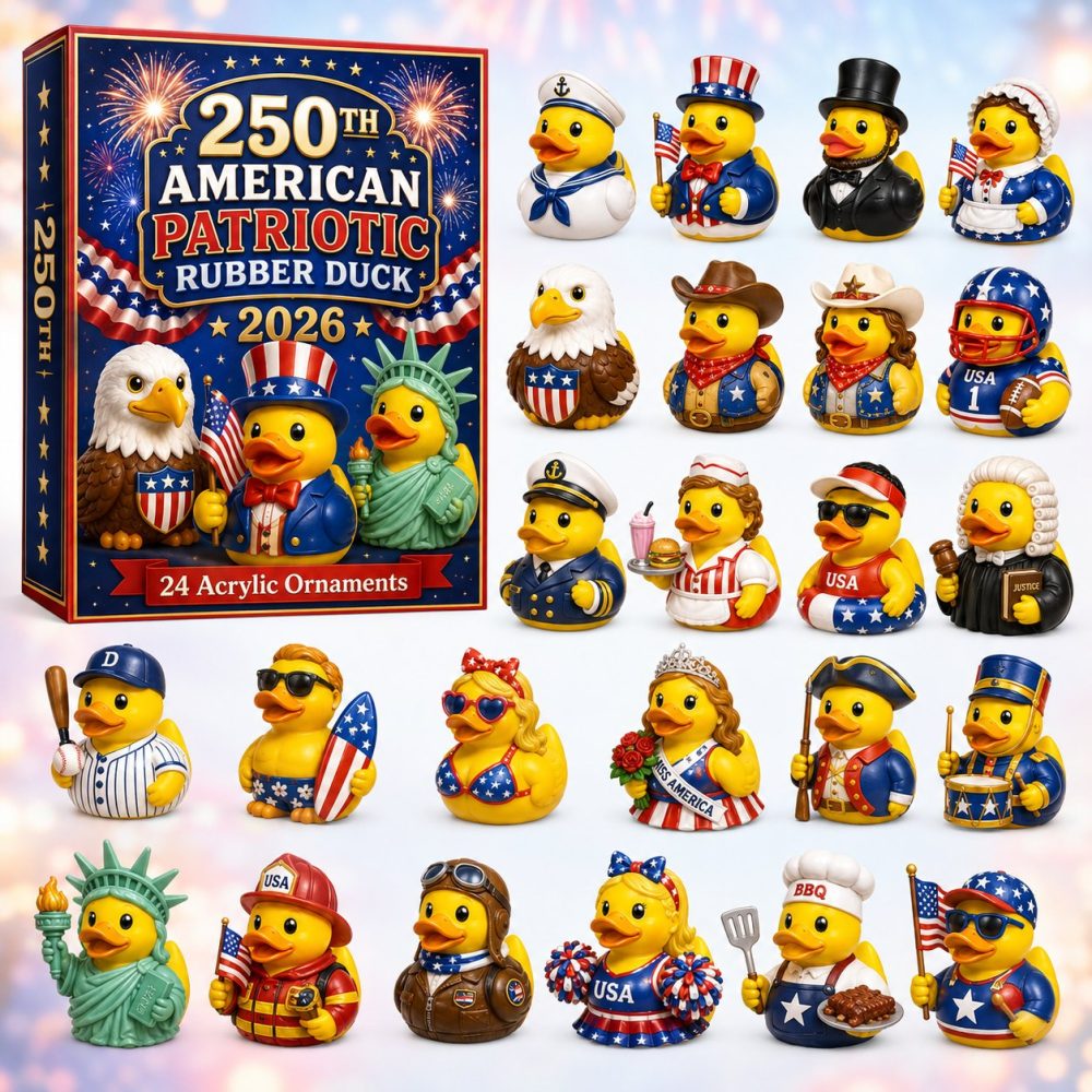 Patriotic American Duck Advent Calendar - 24-Day Acrylic Charm Christmas Countdown With Patriotic Duck Ornaments, Collectible 2026