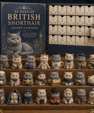 British Shorthair Cat Countdown 2026 — 24 Adorable Acrylic Charms, Luxury Cat-Lover Holiday Gift Set With Daily Collectibles