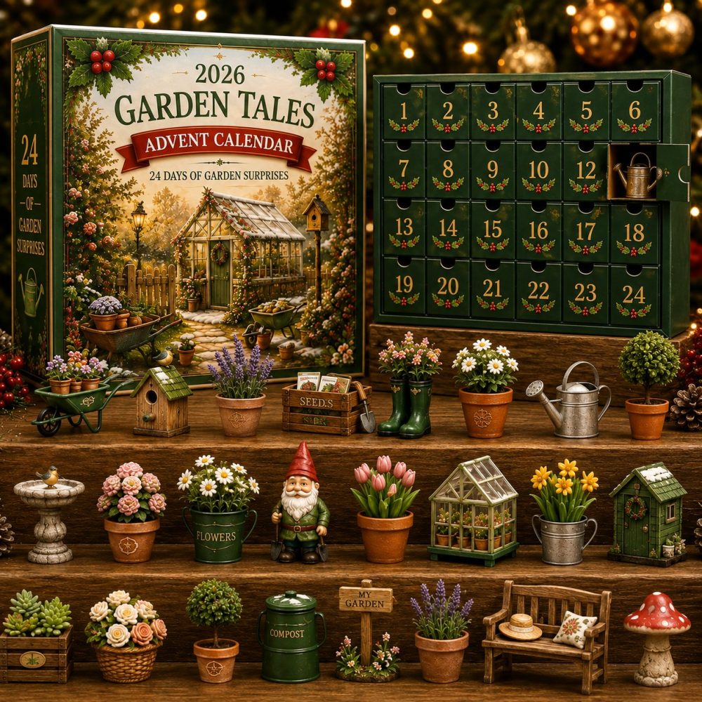 Garden Tales 2026 24-Day Advent Calendar — Botanical Acrylic Charms, Springtime Miniature Countdown Gift