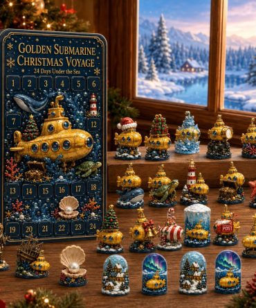 Golden Submarine Collector'S Advent Calendar 2026 - 24-Day Steampunk Holiday Countdown With Gold Acrylic Charms, Unique Christmas Gift