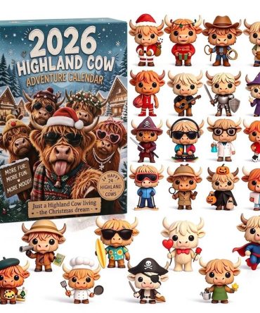 Highland Cow Country Advent Calendar 2026 - 24-Day Cozy Christmas Countdown With Acrylic Cow Charms, Rustic Holiday Decor & Gift