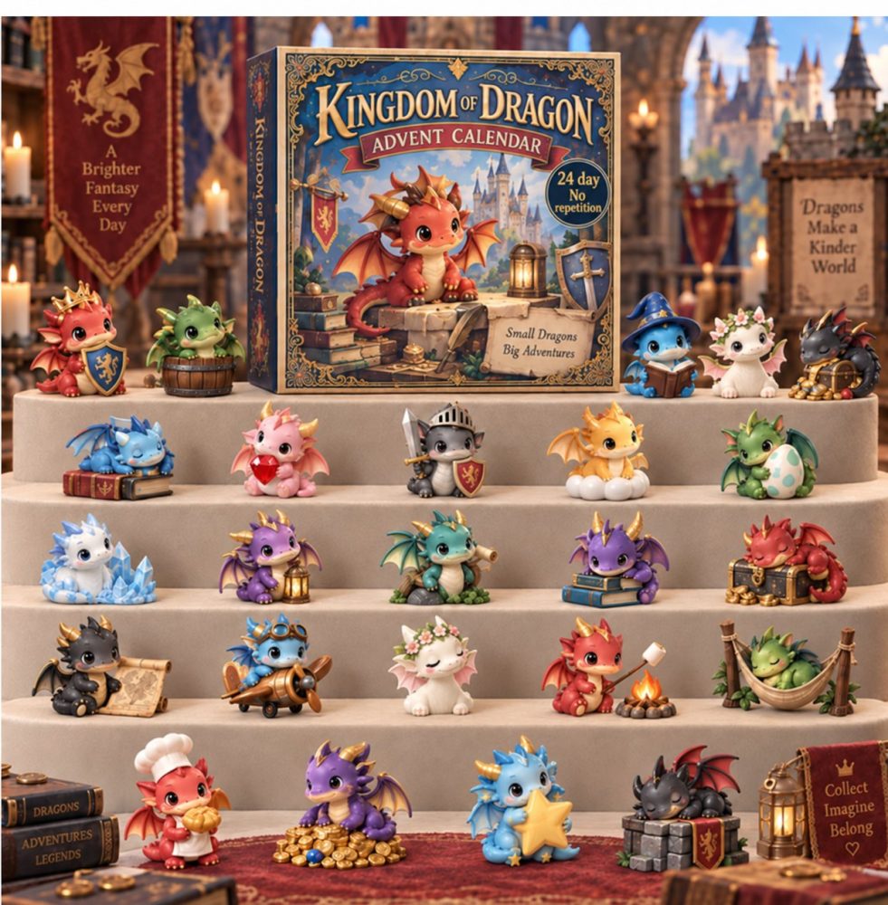 Kingdom Of Dragons Collectible Advent Calendar 2026 - 24-Day Acrylic Charm Countdown, Fantasy Dragon Ornaments & Holiday Gift