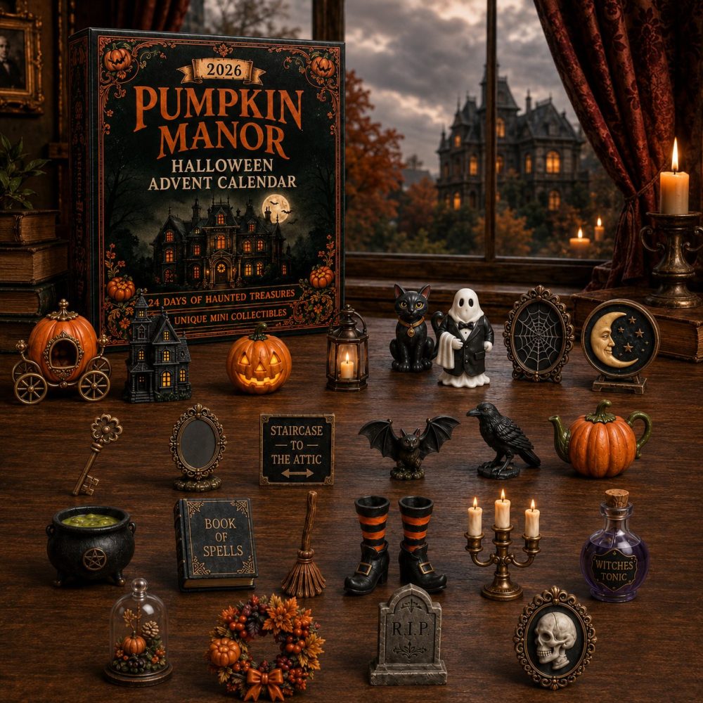 Pumpkin Manor Halloween Countdown 2026 – 24-Day Spooky Advent Calendar With Acrylic Pumpkin Charms & Haunted Miniatures