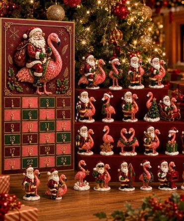Santa Flamingo Tropical Christmas Advent Calendar 2026 - 24-Day Festive Countdown With Acrylic Flamingo Charms, Fun Holiday Gift