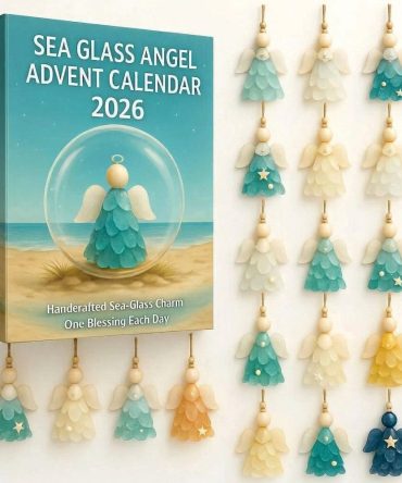Sea Glass Angel Coastal Advent Calendar 2026 - 24-Day Seaside Christmas Countdown With Acrylic Angel Charms, Beachy Holiday Gift
