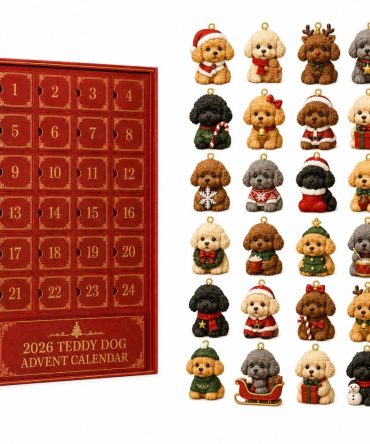 Teddy Dog Christmas 24-Day Advent Calendar 2026 — Plush-Inspired Acrylic Teddy Dog Charms, Cozy Holiday Countdown Gift