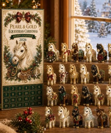 2026 Pearl Gold Equestrian Countdown Calendar — 24 Elegant Horse-Themed Acrylic Charms For Riders & Equestrian Gift Giving