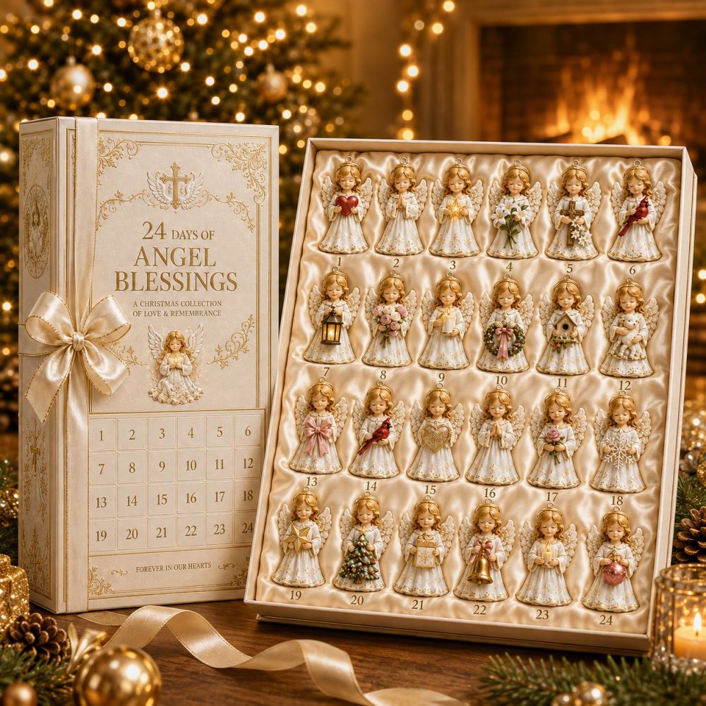 Ivory Angel Blessings Advent Calendar - 24-Day Acrylic Charm Christmas Countdown With Elegant Angel Ornaments, Thoughtful Gift 2026