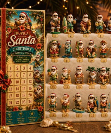 Golden Tropical Santa 24-Day Acrylic Charm Advent Calendar 2026 - Holiday Beach Santa Countdown, Luxe Gold Accents & Gift-Ready