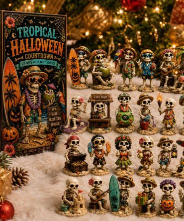 Tropical Tiki Halloween 24-Day Acrylic Charm Advent Calendar 2026 - Island-Themed Spooky Countdown & Party Favor Gift Set