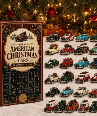 Vintage American Christmas Cars 24-Day Acrylic Charm Advent Calendar 2026 - Retro Holiday Countdown & Collector Car Ornaments Gift