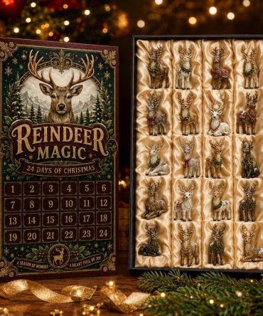 Limited Edition Reindeer Gold 24-Day Acrylic Charm Advent Calendar 2026 - Holiday Countdown Decor & Gift Set
