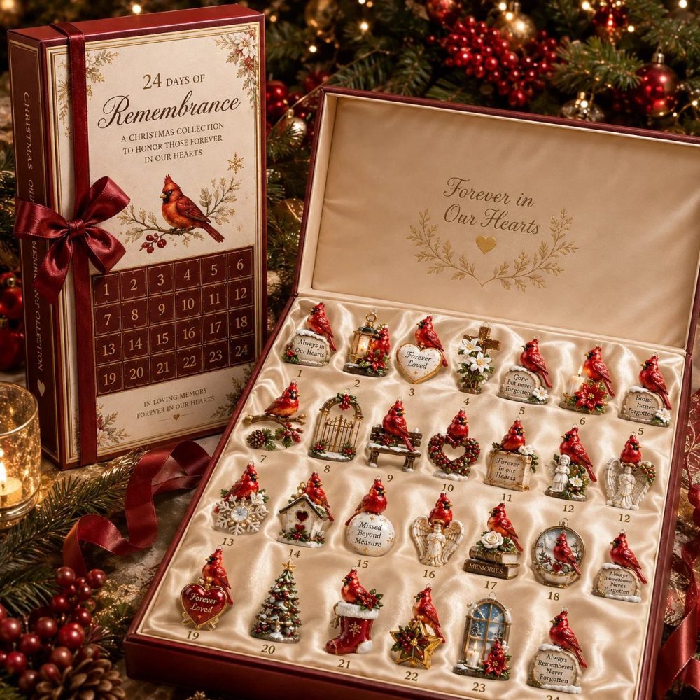 Cardinal Remembrance 24-Day Advent Calendar 2026 — Sentimental Acrylic Bird Charms, Memorial & Holiday Keepsake Set