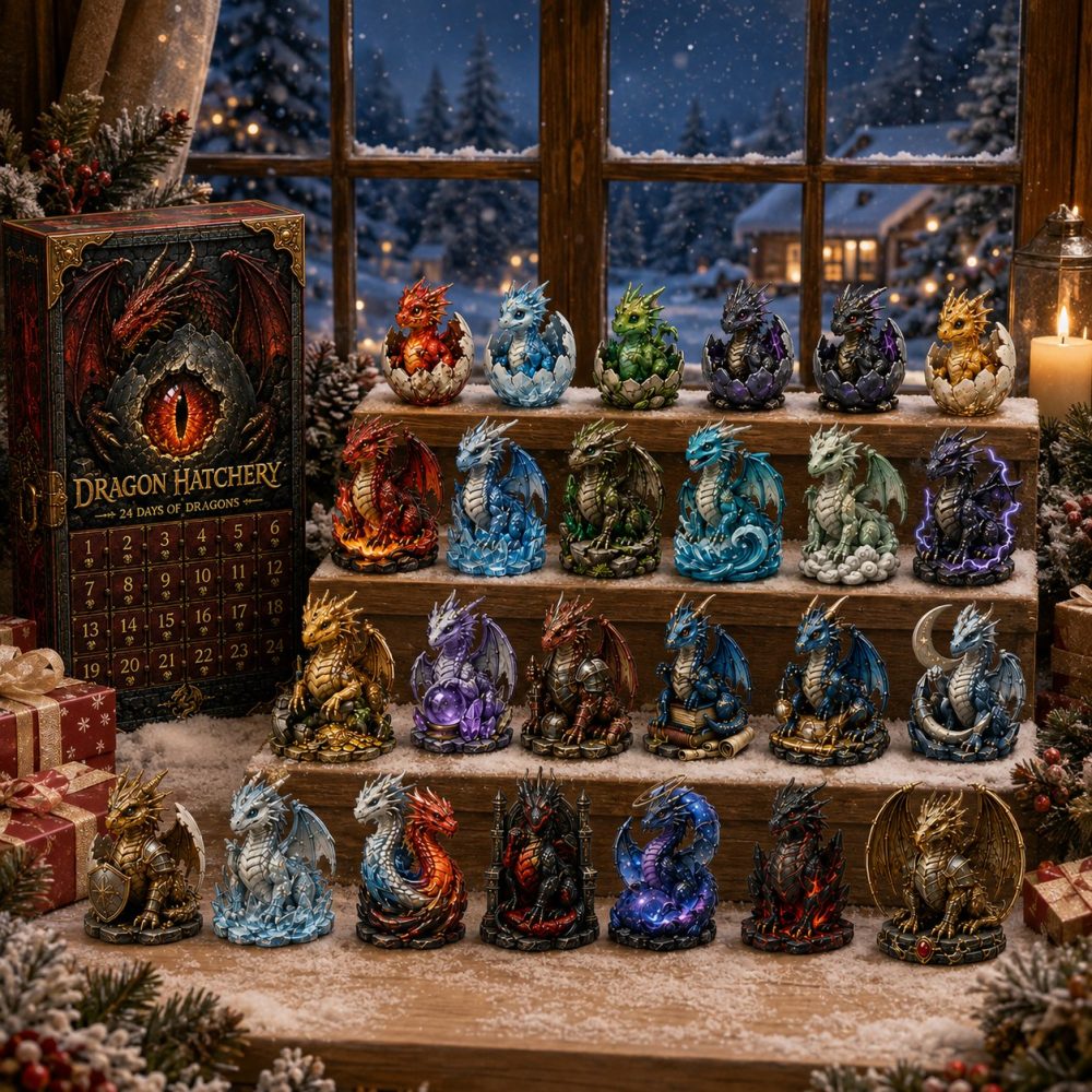 2026 Dragon Holiday Countdown Calendar — 24 Fantasy Acrylic Charms For Gamers, Dragons Fans & Epic Seasonal Gifts