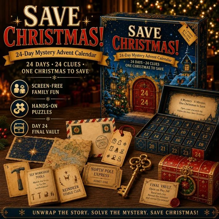 Limited-Edition 2026 Mystery Adventure Advent Calendar - 24 Acrylic Charms, Daily Reveal Puzzle Gifts For Collectors & Gift Givers