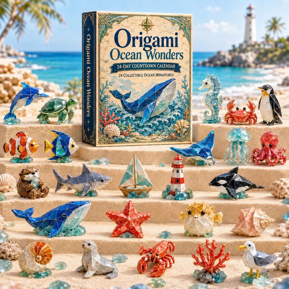 Origami Ocean Wonders 2026 Advent Calendar – 24-Day Marine-Themed Acrylic Charms, Nautical Countdown For Kids & Collectors