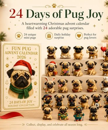 Pug Christmas Surprise 24-Day Advent Calendar 2026 — Cute Pug Acrylic Charms, Fun Holiday Countdown For Dog Lovers