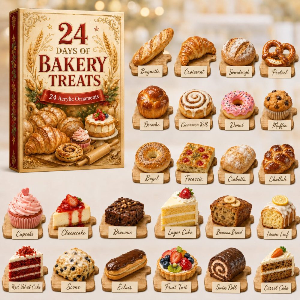 Bakery Treats Advent Calendar 2026 — 24-Day Countdown With Acrylic Pastry Charms, Perfect Gift For Foodies