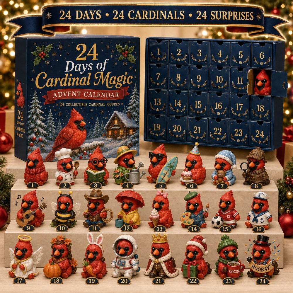 Cardinal Magic 2026 — 24-Day Birdwatcher Advent With Red Cardinal Acrylic Charms, Festive Nature-Themed Countdown Gift