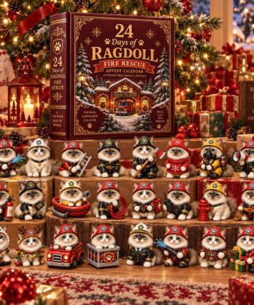 2026 Ragdoll Fire Rescue Advent Calendar — 24-Day Courage & Cuddles Acrylic Cat Rescue Charms, Holiday Gift For Animal Lovers