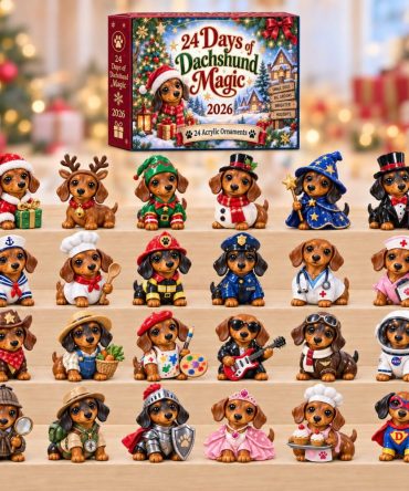 Dachshund Holiday Countdown Calendar — 24 Premium Acrylic Charms, Festive 24-Day Dog Lover Gift Set For Wiener Dog Owners
