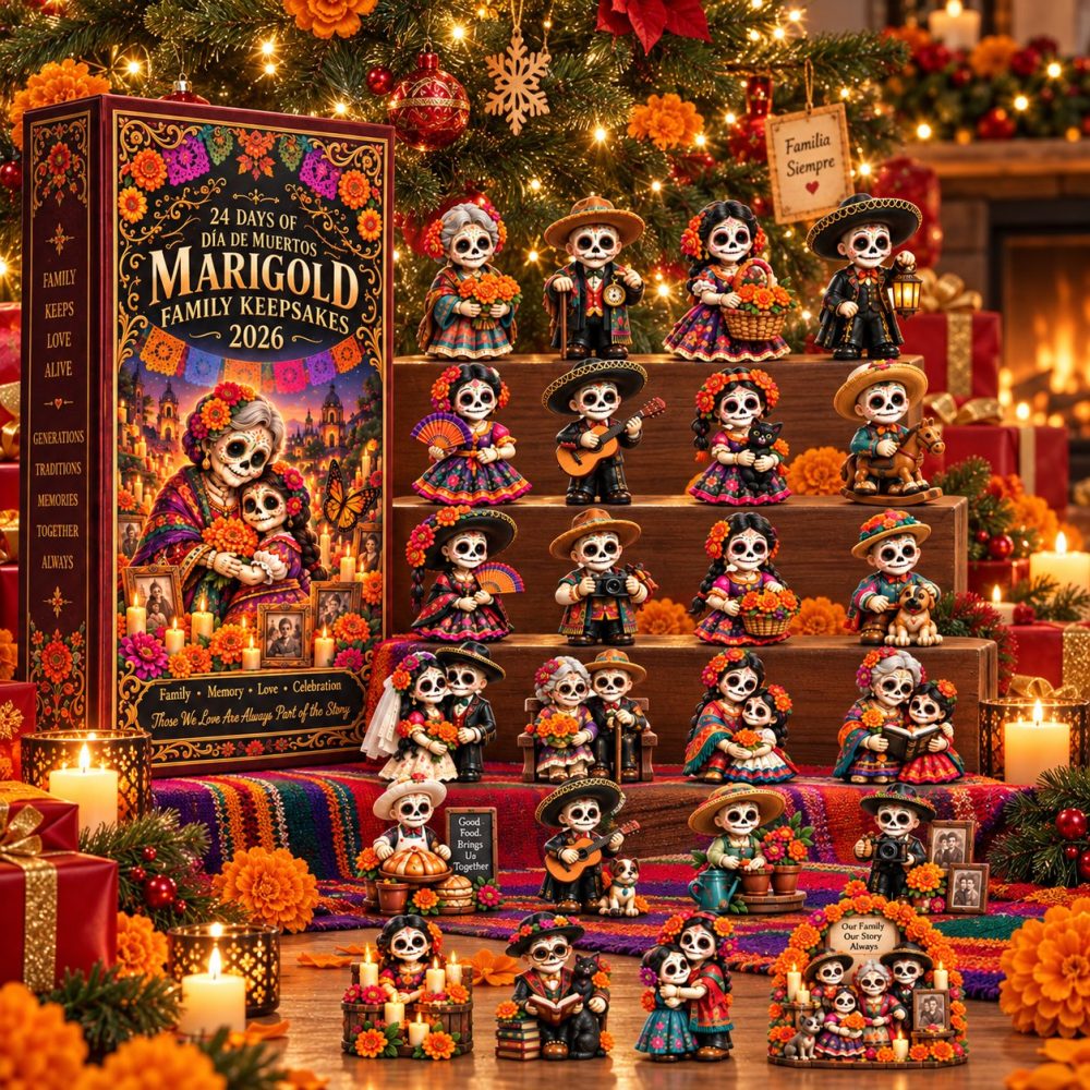 Marigold Family Keepsakes Advent — 24-Day Día De Muertos 2026 Acrylic Charm Countdown For Family Memory, Altars & Festive Display