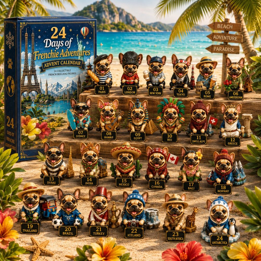 Frenchie Adventures 24-Day Advent Calendar 2026 — Playful Bulldog Acrylic Charms, Daily Surprise For Dog Fans