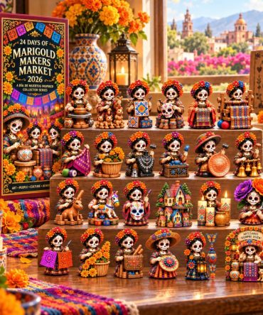 Marigold Makers Market Advent — 24-Day Día De Muertos 2026 Acrylic Charm Countdown Featuring Handcrafted Market Goods & Artisan Keepsakes
