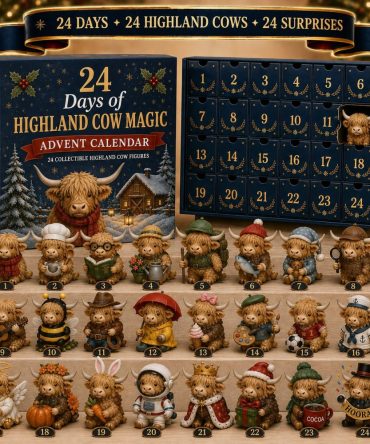 Highland Cow 24-Day Magic Countdown Calendar With 24 Acrylic Charms — 2026 Cozy Farmhouse Gift For Cow Lovers & Seasonal Decor