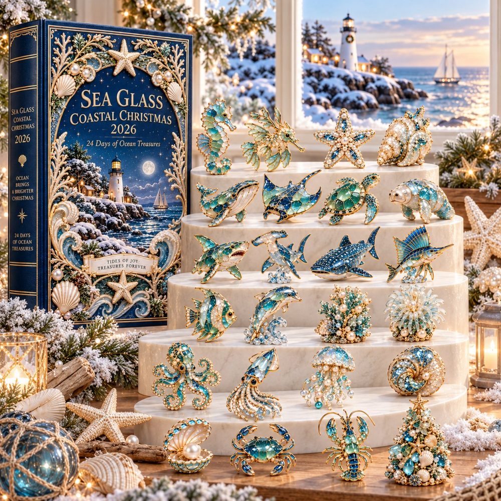 2026 Sea Glass Coastal Advent Calendar — 24-Day Ocean Treasures With Acrylic Maritime Charms, Beachy Holiday Countdown Gift