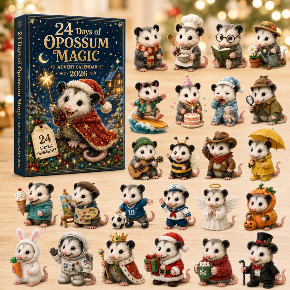 2026 Opossum Winter Tales Countdown - 24-Day Storybook Advent Calendar With Acrylic Charms, Cozy Holiday Gift For Animal Lovers