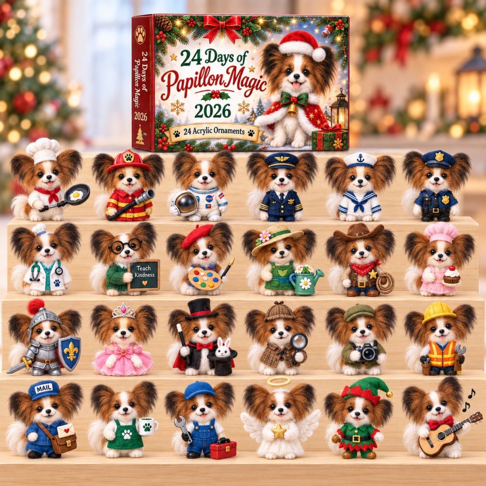 Papillon Dog Holiday Countdown — 24 Charming Acrylic Charms, 2026 Papillon-Themed Advent Calendar: Gift For Small Dog Lovers & Collectors