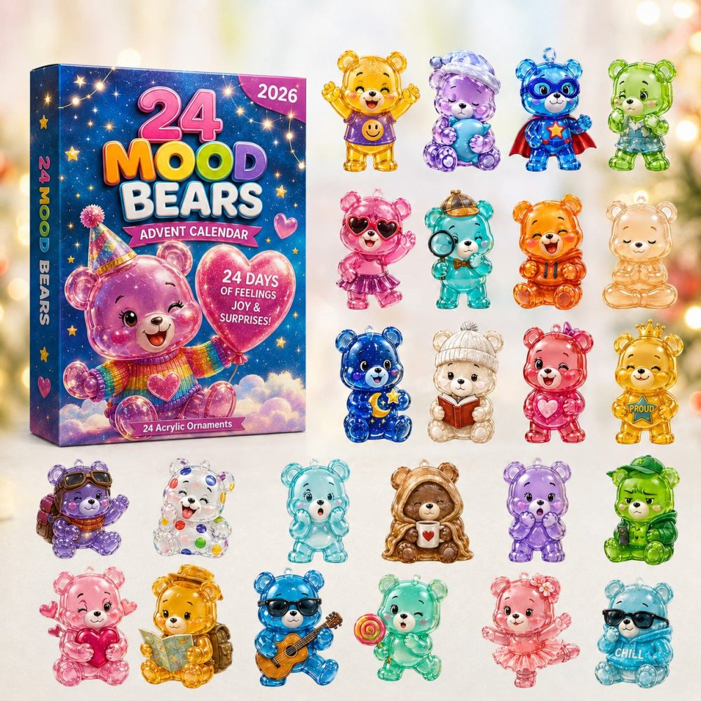 2026 24 Mood Bears Daily Countdown - Mood Bear Acrylic Charm Advent Set, Emotional-Themed Gift For Kids & Teens