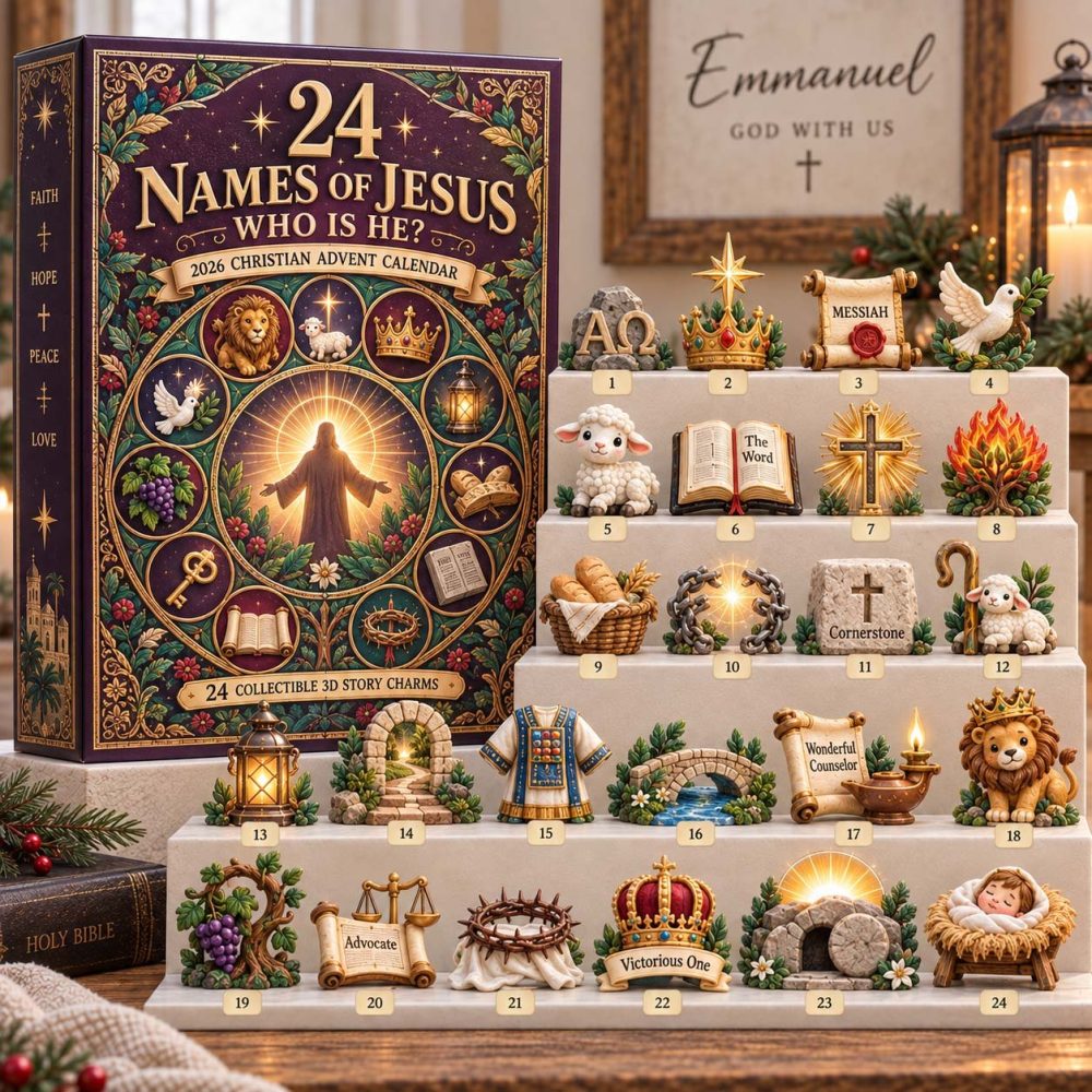 Discover 24 Names Of Jesus 2026 Advent - Daily Faith Countdown With Scriptural Acrylic Charms, Inspirational Devotion Kit