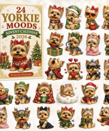 Yorkie Moods Advent Calendar 2026 — 24 Expressive Yorkie Acrylic Charms, Dog-Themed Holiday Countdown & Gift
