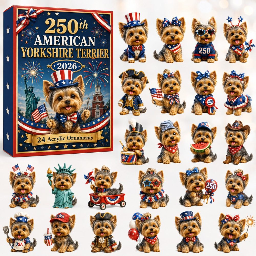 American Yorkie Acrylic Charm Advent Calendar 2026 — 24-Day Cute Terrier Ornaments, Perfect Dog Lover Gift